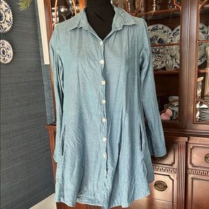Elegant Teal Button-Down Shirt Dress
